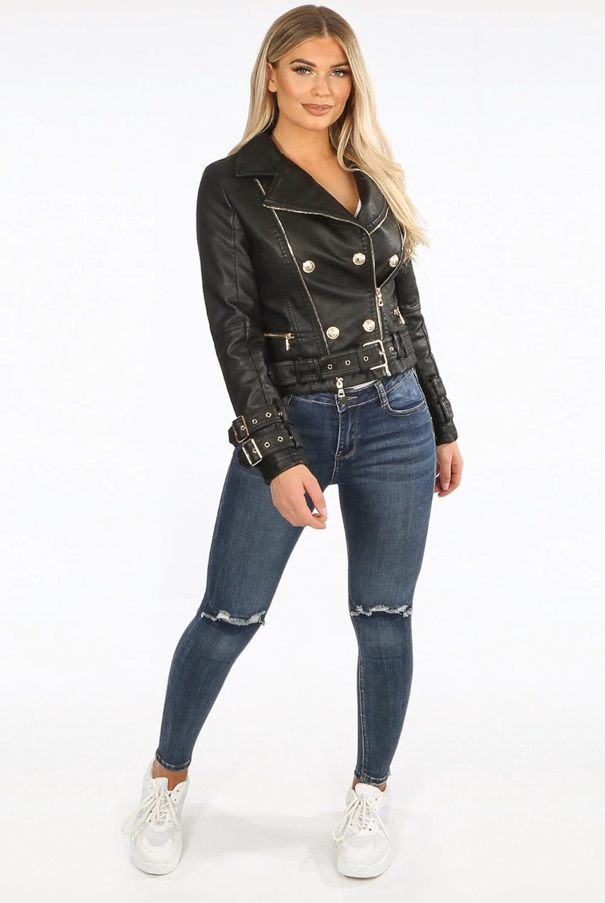 Helena PU Faux Leather Inspired Biker Jacket - Style Of Beyond