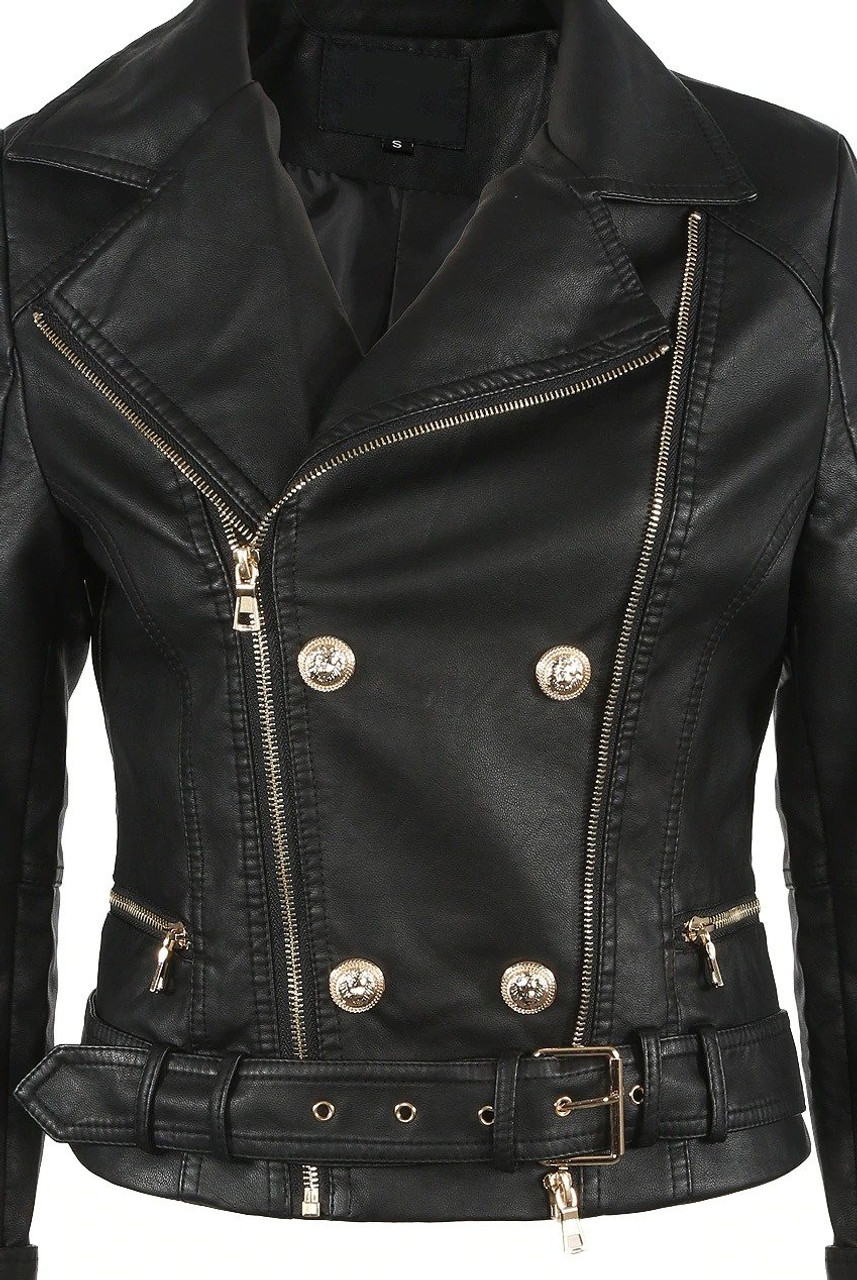 Helena PU Faux Leather Inspired Biker Jacket - Style Of Beyond