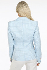 Paulina Contrast Knit Tailored Blazer - Blue