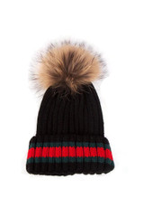 Elsa Pom Pom Beanie Hat - Black