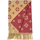 Lou Reversible Designer Inspired Scarf - Wine / Camel