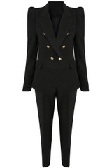 Amelia Puffed Sleeve Balmain Inspired Blazer - Black