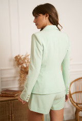 Victoria Gold Button Double Breasted Tailored Blazer - Mint