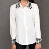 Chichi tweed collar and cuffs white shirt
