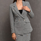 Dasha Balmain Inspired Tailored Blazer in Houndstooth