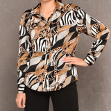 Melanie Chain Print Designer Inspired Satin Shirt