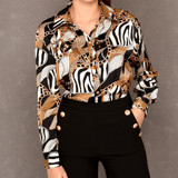 Melanie Chain Print Designer Inspired Satin Shirt