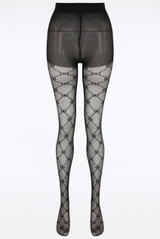 Violetta Designer Inspired Patterned Tights - Black