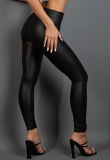 Estelle High Waisted Faux Leather Leggings - Black