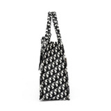 Book Tote Designer Inspired Bag with Scarf - Black (Medium)