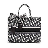 Book Tote Designer Inspired Bag with Scarf - Black (Medium)