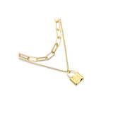 Lockit Designer Inspired Layered Padlock Necklace - Gold