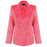 Georgia Knitted Hopsack Balmain Inspired Tailored Blazer - Fuchsia