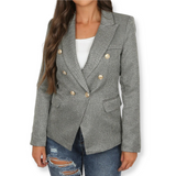 Georgia Knitted Hopsack Tailored Blazer - Dark Grey