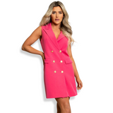 Audrey Sleeveless Tailored Blazer Dress - Fuchsia