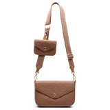 Taylor Designer Inspired Monogram Multi Pochette Bag - Brown