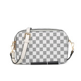 Camren Designer Inspired Crossbody Bag - White Check