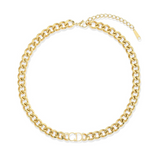 Christina CD Initial Choker Chain Necklace - Gold