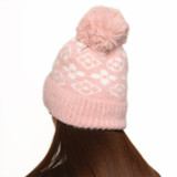 Nova Clover Pom Pom Designer Inspired Beanie Hat - Pink