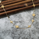 Isabel Designer Inspired Blossom Clover Necklace - Gold