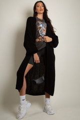 Lucy Longline Balloon Sleeve Cardigan - Black