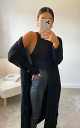 Lucy Longline Balloon Sleeve Cardigan - Black