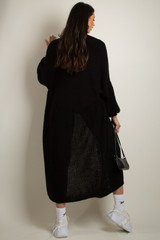 Lucy Longline Balloon Sleeve Cardigan - Black