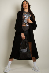 Lucy Longline Balloon Sleeve Cardigan - Black
