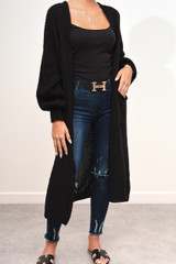 Lucy Longline Balloon Sleeve Cardigan - Black