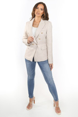 Georgia Knitted Hopsack Tailored Blazer - Stone