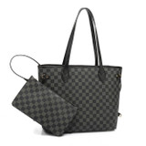 Check Pouch & Tote Bag Set - Black Check