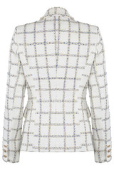 Jem Metallic Check Double Breasted Tailored Blazer - White
