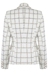 Jem Metallic Check Double Breasted Tailored Blazer - White