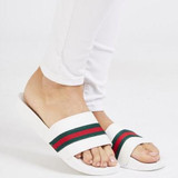 Erika Striped Sliders - White