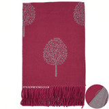 Ria Reversible Mulberry Tree Designer Inspired Scarf - Berry / Grey