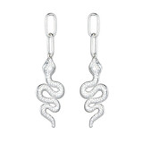 Melia Designer Inspired Snake Earrings - Silver