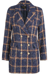 Diana Plaid Balmain Inspired Coat - Navy