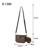 Eloise Multi Pochette Designer Inspired Bag - Brown Check