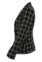 Jem Metallic Check Double Breasted Tailored Blazer - Black