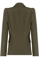 Amelia Puffed Sleeve Double Breasted Tailored Blazer - Khaki