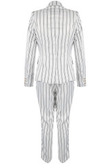 Molly Striped Balmain Inspired Blazer & Trouser Suit - White