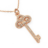 Deliah Pendant Key Necklace - Rose Gold