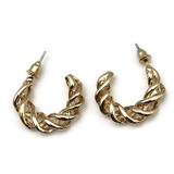 Karissa Designer Inspired Twist Hoop Earrings - Gold