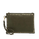 Brianna Studded Valentino Inspired Clutch - Khaki