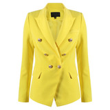 Victoria Gold Button Double Breasted Tailored Blazer - Yellow