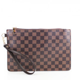 Margot Designer Inspired Clutch Bag - Brown Check