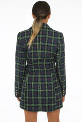 Diana Plaid Double Breasted Tailored Coat - Green