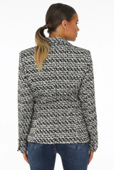 Lydia Textured Knit Thread Balmain Inspired Blazer - White Mix