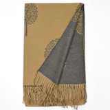 Ria Reversible Mulberry Tree Designer Inspired Scarf - Grey / Camel