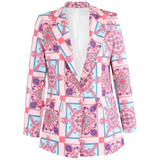 Annabelle Designer Inspired Scarf Print Blazer - Pink